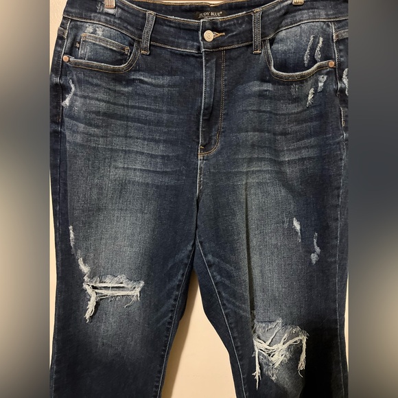 JUDY BLUE ALBANY HIGH RISE DISTRESSED CROPPED WIDE LEG NWOT - Picture 4 of 9